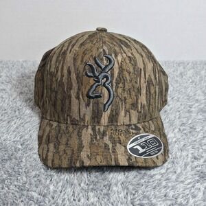 Browning Buckmark Logo Mossy Oak Bottomland Camo Cupped Up Snapback Hat Cap NWT